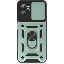 Mey Ithalat®  Realme C35 Kılıf Pars Lens Yüzüklü Silikon - Yeşil