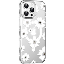Mey Ithalat®   iPhone 16 Pro Max Floral Magsafe Kapak - Beyaz
