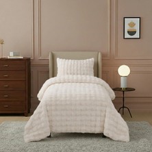 Lal Home Deco Loria Tek Kişilik Peluş Yatak Örtüsü 160X220CM - Wellsoft Yumuşak Dokulu Krem