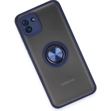 Mey Ithalat®  Samsung Galaxy A03 Kılıf Montreal Yüzüklü Silikon Kapak - Lacivert