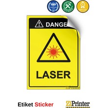 ZiPrinter Danger! Laser Isg Uyarı Levhası Etiket 15X21 cm