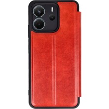 Mey Ithalat®   Redmi Note 14 4g Kılıf Flip Cover - Kırmızı