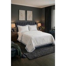 Lal Home Deco Pamuk Dolgulu Çift Kişilik Yatak Örtüsü Seti - Gri 240X260 cm