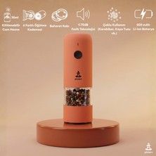 Pizen Windmill USB Şarjlı Otomatik Baharat Öğütücü LED Işıklı Ayarlanabilir Tuz Karabiber Değirmeni