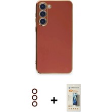 Marsilyan™- Galaxy S23 Plus Kılıf Yankı Serisi - Siyah 6d Mat Seramik Hayalet Nano Ekran Koruyucu + Metal Kamera Lens - Kı