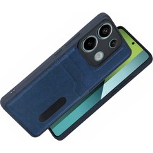 Mey Ithalat®   Redmi 15C 4g Sara Kartvizitli Deri Kılıf - Lacivert