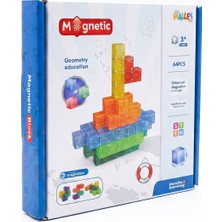 PopŞeker Magnet Küp Yapı Blok Seti 64 Parça - Güçlü Mıknatıslı Eğitici Bloklar
