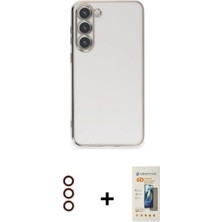 Marsilyan™- Galaxy S23 Plus Kılıf Yankı Serisi - Siyah 6d Mat Seramik Hayalet Nano Ekran Koruyucu + Metal Kamera Lens - Kı