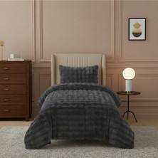 Lal Home Deco Loria Tek Kişilik Peluş Yatak Örtüsü 160X220CM - Wellsoft Yumuşak Dokulu Siyah