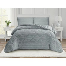 Lal Home Deco Destina Tek Kişilik Yatak Örtüsü Seti 180X230CM - Dolgulu Kapitoneli Filanel Kumaş - 1 Yastık Kılıflı Gri