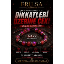 Erilsa Sertifikalı Terahertz - Aura Kırmızı Hidrotermal Kuvars Taşı Bileklik - 8 mm Doğal Taş