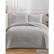 Lal Home Deco Petek Wellsoft Çift Kişilik Yatak Örtüsü Seti 230X250CM - 2 Yastıklı Lüks Yumuşak Dokulu - Gri