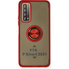 Mey Ithalat®  Huawei P Smart 2021 Kılıf Montreal Yüzüklü Silikon Kapak - Kırmızı