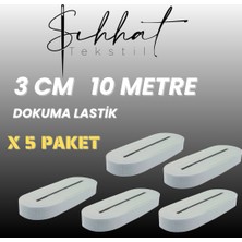 Sıhhat Dardokuma 3 cm 10 Metre Beyaz Lastik-5 Paket-Don Lastik- Paça Lastik , Alez Lastik , Çok Amaçlı Lastik