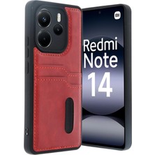 Mey Ithalat®   Redmi Note 14 4g Kılıf Sara Kartvizitli Deri Kılıf - Kırmızı