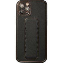 Mey Ithalat®   iPhone 12 Pro Kılıf Coco Deri Standlı Kapak - Siyah