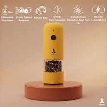 Pizen Windmill USB Şarjlı Otomatik Baharat Öğütücü LED Işıklı Ayarlanabilir Tuz Karabiber Değirmeni