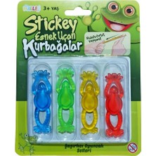 PopŞeker Çek Fırlat Esnek Uçan Kurbağa - 4'lü Set Yapışkan Sapan Kurbağalar