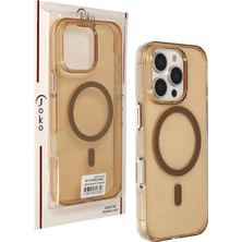 Mey Ithalat®   iPhone 16 Pro Max Gleam Pc Sert Magsafe Kılıf - Şeffaf-Gold