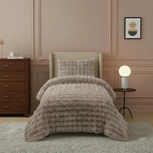 Lal Home Deco Loria Tek Kişilik Peluş Yatak Örtüsü 160X220CM - Wellsoft Yumuşak Dokulu Kahverengi