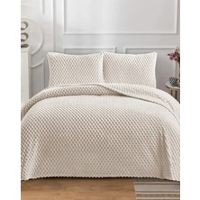 Lal Home Deco Petek Tek Kişilik Wellsoft Yatak Örtüsü Seti 180X240CM - Yumuşak Dokulu Yastıklı - Krem