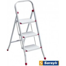 Uravas Store Saraylı Pratik Metal Merdiven Beyaz 3 Basamaklı