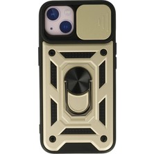 Mey Ithalat®   iPhone 15 Kılıf Pars Lens Yüzüklü Silikon - Gold