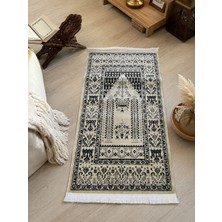Cevheri Store Vizon Renk Dokuma Iplik Halı Seccade 65X120 cm Saçaklı Klasik Desenli Yumuşak Dokulu Seccade