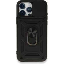 Mey Ithalat®   iPhone 15 Pro Kılıf Pars Lens Yüzüklü Silikon - Siyah
