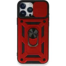 Mey Ithalat®   iPhone 15 Pro Kılıf Pars Lens Yüzüklü Silikon - Kırmızı