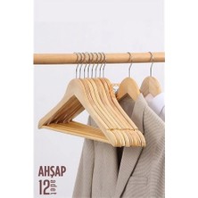 Mey Ithalat® Natural Ahşap Elbise Askısı 12 Adet Montague Design 719133