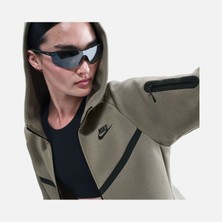 Nike Kadın Yeşil Sportswear Tech Fleece Windrunner Tam Boy Fermuarlı Kapüşonlu Sweatshirt FB8338-320
