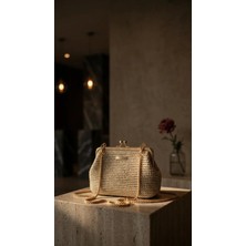 Solène Clutch Çanta Şık Abiye Simli Ip El Yapımı Gece Çantası