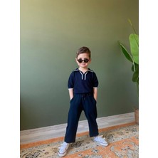 İpek Baby Erkek Çocuk Keten Polo Yaka Tşhirt ve Pantalon Alt Üst Takım