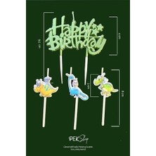 Peri Store Dinazor Tema Happy Birthday Mum Seti 3lü Ayıcık Tema Doğum Günü Pasta Mum Seti