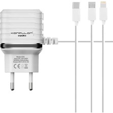 Mey Ithalat®  C33 Hızlı Şarj Cihazı 3in1 (Dahili Lightning Kablo iphone Uyumlulu)