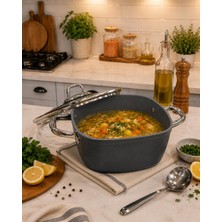 Schafer Gastronomie Master Seramik Derin Tencere 24 Cm-Siyah/gri