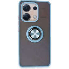 Mey Ithalat®   Redmi Note 13 4g Kılıf Montreal Yüzüklü Silikon Kapak - Buz Mavi