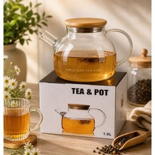 Vivatti Isıya Dayanıklı 1000 ml Süzgeçli Cam Demlik Bitki Cayları , Borosilikat