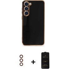 Marsilyan™- Galaxy S23 Plus Kılıf Yankı Serisi - Siyah 6d Antistatik Mat Seramik Hayalet Nano Ekran Koruyucu + Metal Kamera Lens - Kı