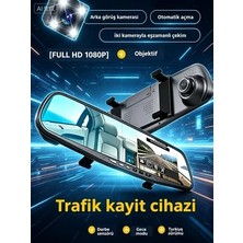 SBAID F3 1080P-4K tam HD görüntü kalitesi, 10 inç araç içi kamera, üstün gece çekim performansı, çift lens tasarımı, AI çarpışma sensörü ile sürüş kaydı ve geri görüş yardımını bir arada sunar.