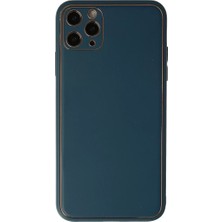 Senka Iphone 11 Pro Max Kılıf Coco Deri Silikon Kapak - Mavi