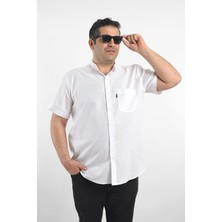 Tousus Kısa Kol Beyaz Keten Hakim Yakaerkek Gömlek KK-8079-TSS