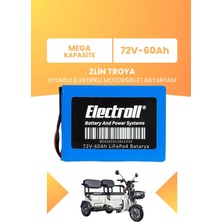 Electroll Zlin Troya Batarya (Mega Kapasite) Lifepo4 72V 60AH Elektrikli Motosiklet Bataryası