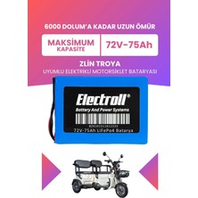 Electroll Zlin Troya Batarya (Maksimum Kapasite) Lifepo4 72V 75AH Elektrikli Motosiklet Bataryası