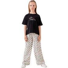 Waka Waka Kids Store Desenli Kız Çocuk Pantolonlu Takım - Siyah