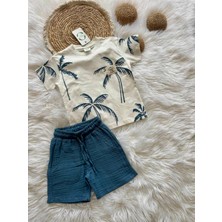 Cooll Bebek Erkek Çocuk Müslin Kumaş T-Şhirt Şort Takım