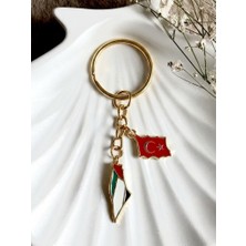 Madeforyou Filistin Türkiye Bayrak Figürlü Anahtarlık, Filistin Destek Anahtarlık