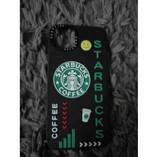 General iPhone 14 Plus Uyumlu Starbucks Desenli Premium Silikon Telefon Kılıfı