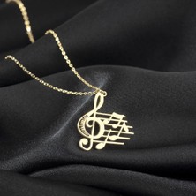Özer Gümüş 925 Ayar Gümüş Zincirli Müzik Temalı Gümüş Sol Anahtarı Kolye [ Özel Kutulu, Hediyelik Takı ]